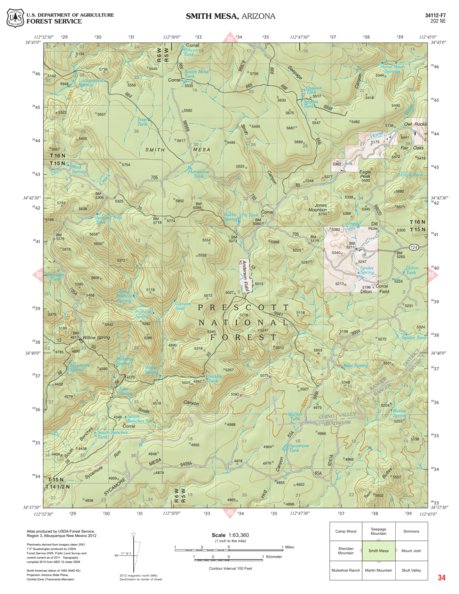 Prescott National Forest Quadrangle: SMITH MESA Preview 1