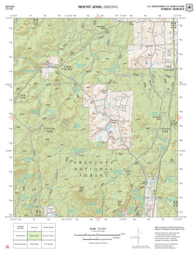 Prescott National Forest Quadrangle: MOUNT JOSH Preview 1