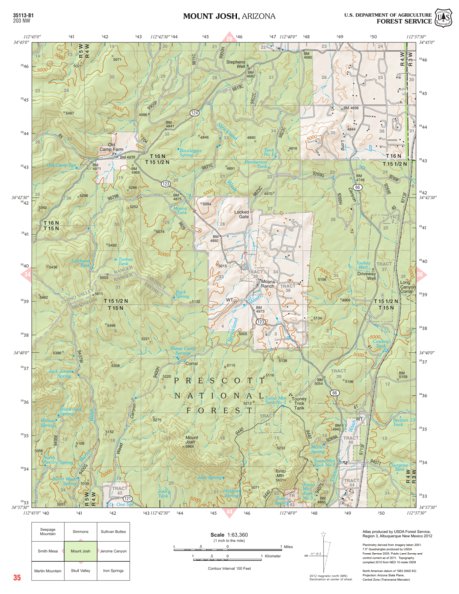 Prescott National Forest Quadrangle: MOUNT JOSH Preview 1