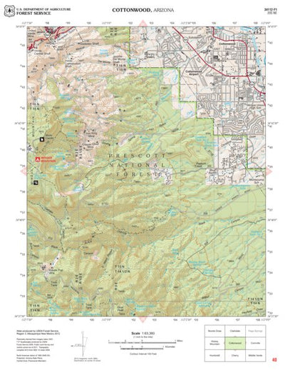 Prescott National Forest Quadrangle: COTTONWOOD Preview 1