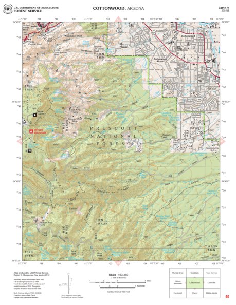 Prescott National Forest Quadrangle: COTTONWOOD Preview 1