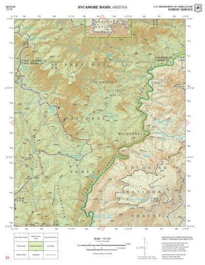 Prescott National Forest Quadrangle: SYCRAMORE BASIN Preview 1