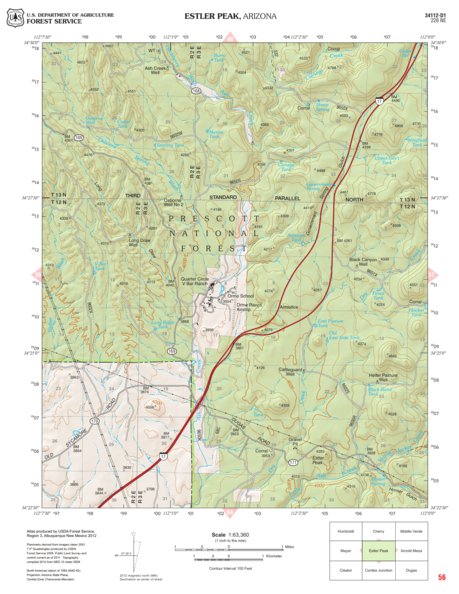 Prescott National Forest Quadrangle: ESTLER PEAK Preview 1