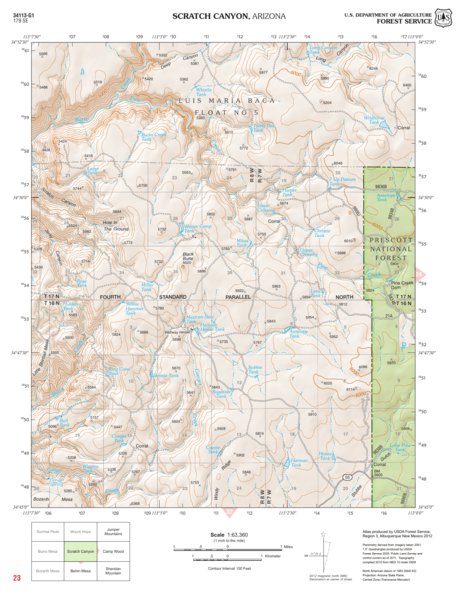 Prescott National Forest Quadrangle: SCRATCH CANYON Preview 1
