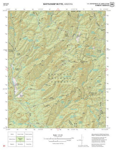 Prescott National Forest Quadrangle: BATTLESHIP BUTTE Preview 1