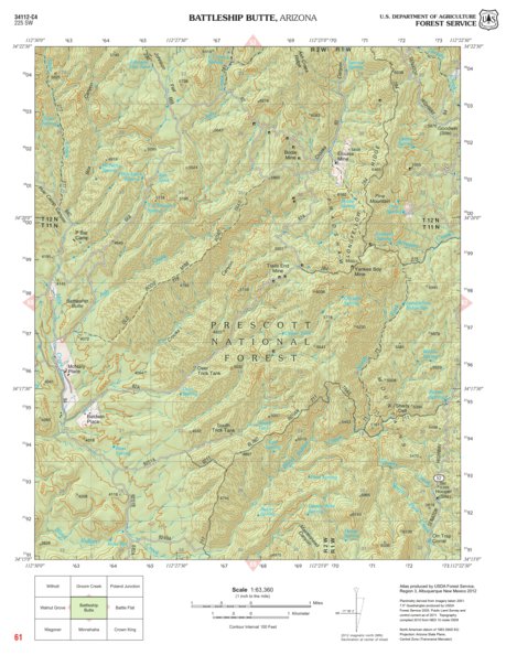 Prescott National Forest Quadrangle: BATTLESHIP BUTTE Preview 1