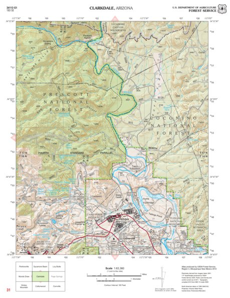 Prescott National Forest Quadrangle: CLARKDALE Preview 1