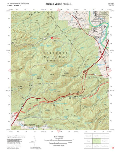 Prescott National Forest Quadrangle: MIDDLE VERDE Preview 1