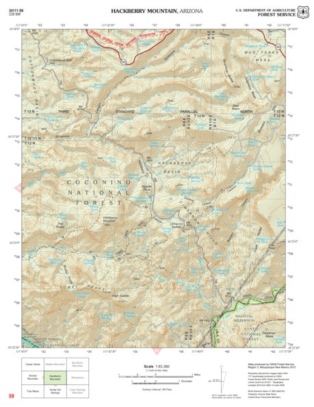 Prescott National Forest Quadrangle: HACKBERRY MOUNTAIN Preview 1