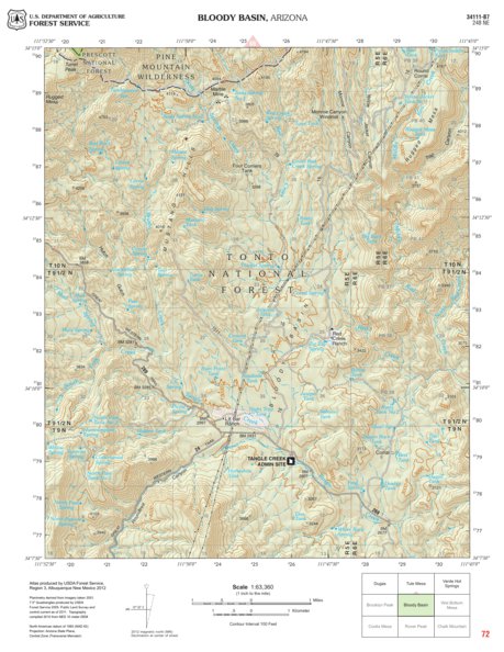 Prescott National Forest Quadrangle: BLOODY BASIN Preview 1