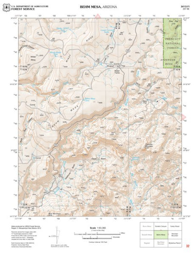 Prescott National Forest Quadrangle: BEHM MESA Preview 1