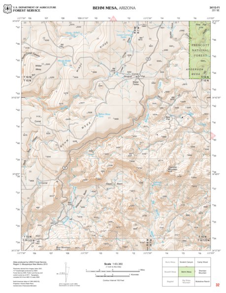 Prescott National Forest Quadrangle: BEHM MESA Preview 1