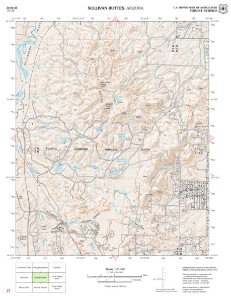 Prescott National Forest Quadrangle: SULLIVAN BUTTES Preview 1