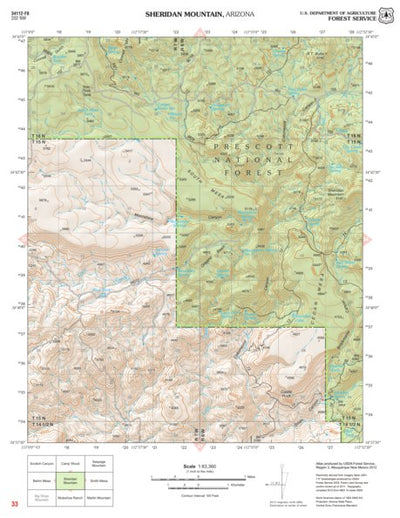 Prescott National Forest Quadrangle: SHERIDAN MOUNTAIN Preview 1