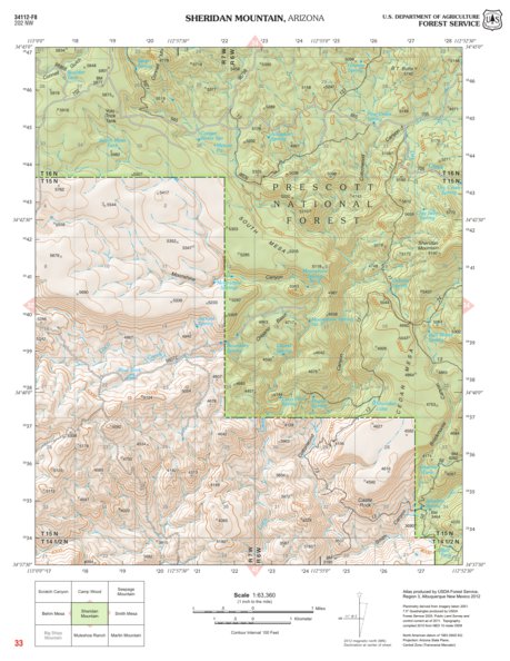 Prescott National Forest Quadrangle: SHERIDAN MOUNTAIN Preview 1