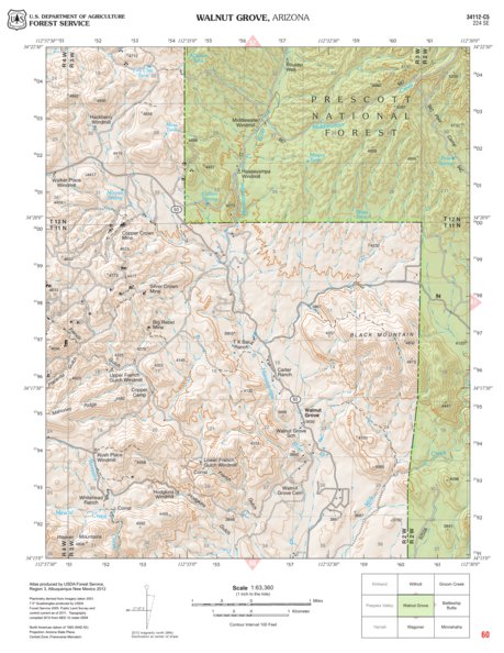Prescott National Forest Quadrangle: WALNUT GROVE Preview 1
