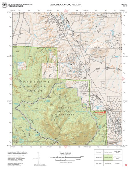 Prescott National Forest Quadrangle: JEROME CANYON Preview 1