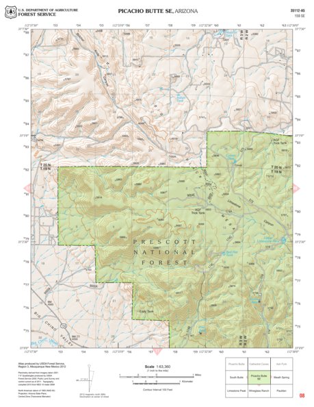 Prescott National Forest Quadrangle: PICACHO BUTTE SE Preview 1