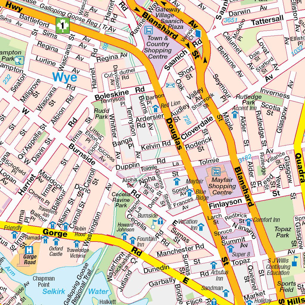 Victoria, Oak Bay, Esquimault and Saanich, BC Map by Mapmobility Corp ...