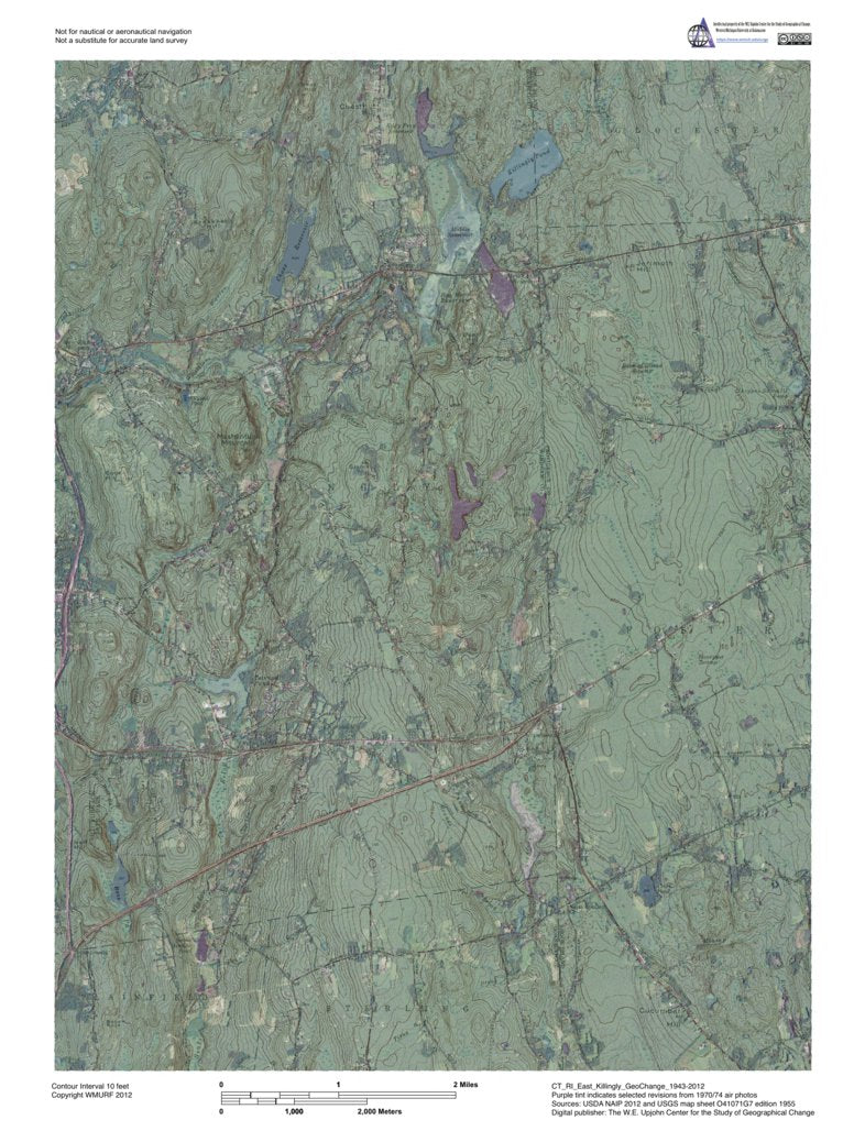 Killingly Ct Map CT-RI-East Killingly: GeoChange 1943-2012 Map by Western Michigan ...