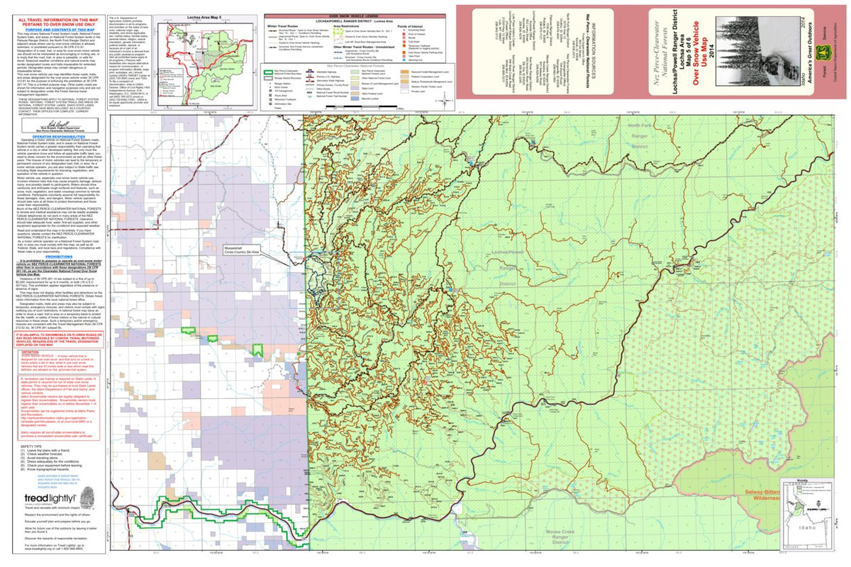 Clearwater NF OSVUM 6 of 6 Lochsa-Powell East Half Map by US Forest ...