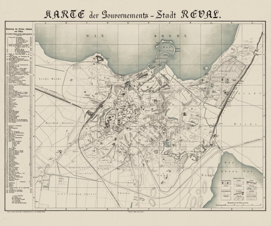 Reval (Tallinn) City Map, 1881. Tallinna linna kaart, 1881 by Waldin ...