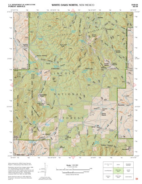 Lincoln National Forest Quadrangle: WHITE OAKS NORTH Preview 1