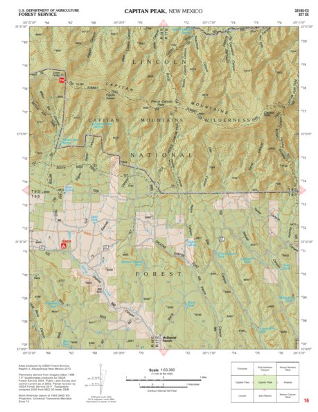 Lincoln National Forest Quadrangle: CAPITAN PEAK Preview 1