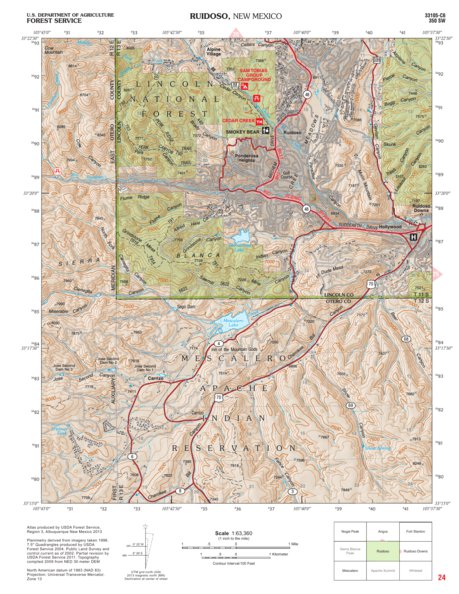 Lincoln National Forest Quadrangle: RUIDOSO Map by US Forest Service R3 ...