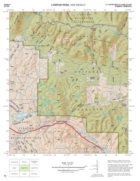 Lincoln National Forest Quadrangle: CAPITAN PASS Preview 1