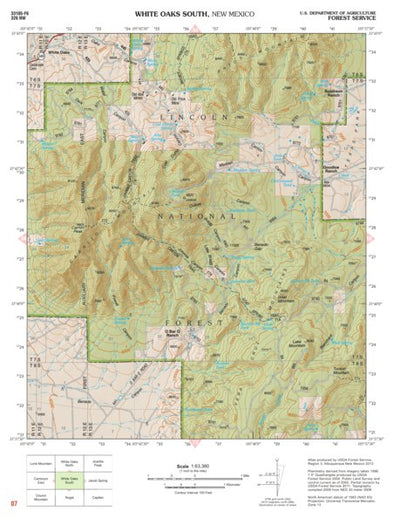 Lincoln National Forest Quadrangle: WHITE OAKS SOUTH Preview 1