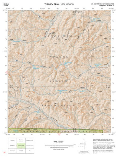 Lincoln National Forest Quadrangle: TURKEY PEAK Preview 1
