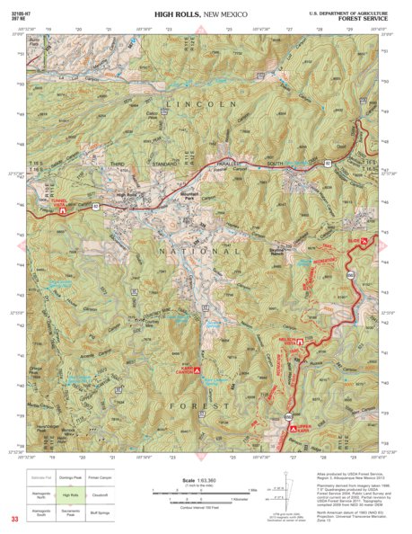 Ral R3 Stfc Map Lincoln National Forest Quadrangle: HIGH ROLLS Map by US Forest Service ...