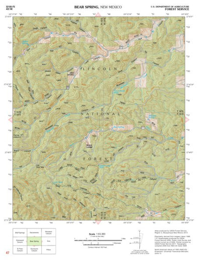Lincoln National Forest Quadrangle: BEAR SPRING Preview 1