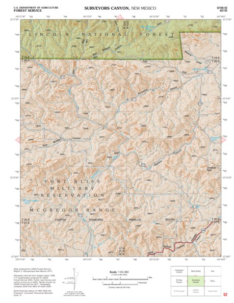 Lincoln National Forest Quadrangle: SURVEYORS CANYON Preview 1