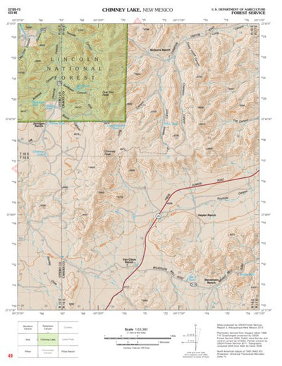 Lincoln National Forest Quadrangle: CHIMNEY LAKE Preview 1