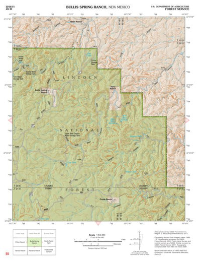 Lincoln National Forest Quadrangle: BULLIS SPRING RANCH Preview 1