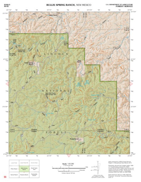 Lincoln National Forest Quadrangle: BULLIS SPRING RANCH Preview 1