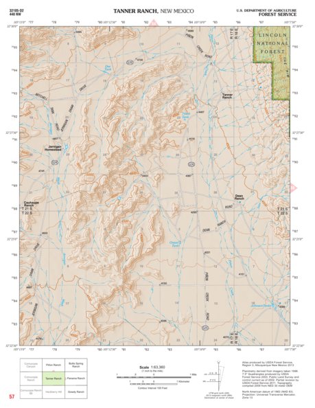Lincoln National Forest Quadrangle: TANNER RANCH Preview 1