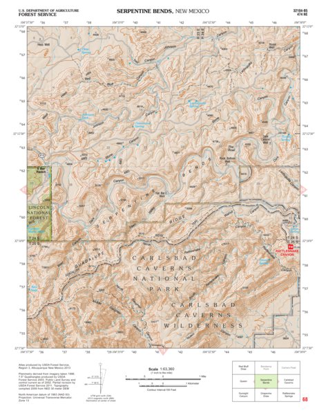 Lincoln National Forest Quadrangle: SERPENTINE BENDS Map by US Forest ...