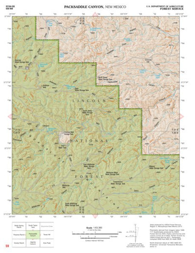 Lincoln National Forest Quadrangle: PACKSADDLE CANYON Preview 1