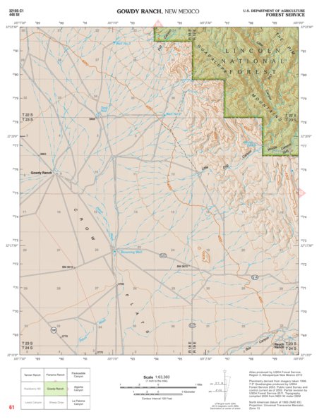Lincoln National Forest Quadrangle: GOWDY RANCH Map by US Forest ...