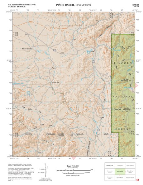Lincoln National Forest Quadrangle: PIÑON RANCH Preview 1