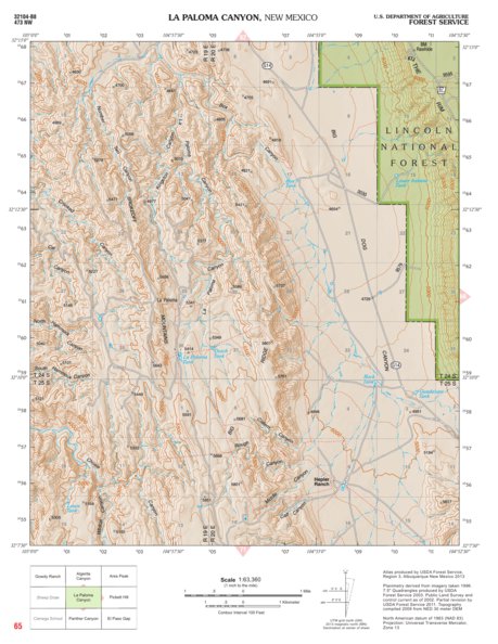 Lincoln National Forest Quadrangle: LA PALOMA CANYON Preview 1