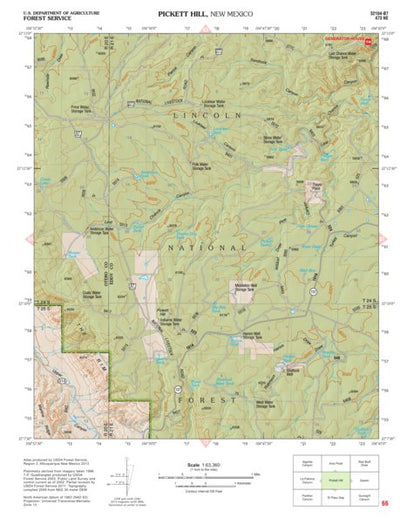 Lincoln National Forest Quadrangle: PICKETT HILL Preview 1