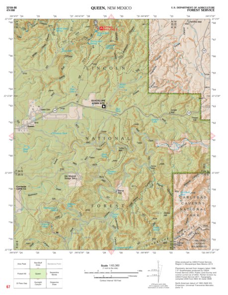 Lincoln National Forest Quadrangle: QUEEN Map by US Forest Service R3 ...