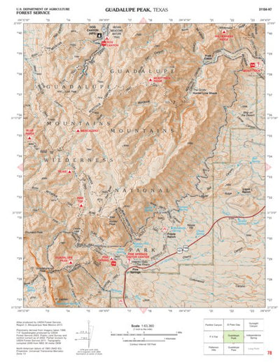 Lincoln National Forest Quadrangle: GUADALUPE PEAK Preview 1