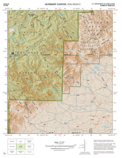 Lincoln National Forest Quadrangle: GUNSIGHT CANYON Preview 1