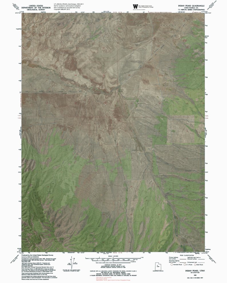 UT-INDIAN PEAKS: GeoChange 1953-2011 Map by Western Michigan University ...