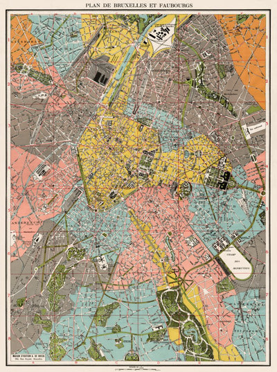 Brussels And Suburbs Plan, 1922. Plan de Bruxelles et Fabourgs Preview 1